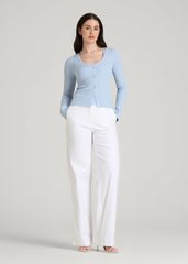 American Tall Sale | Boucle Knit Cardigan for Tall Women in Ice Blue