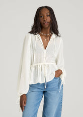 American Tall For Sale | Peasant Chiffon Blouse for Tall Women in Antique White