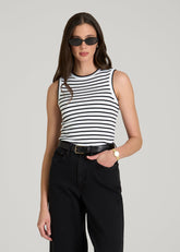 American Tall Online Shop | Sleeveless Knit Top for Tall Women in Bold Black Stripe