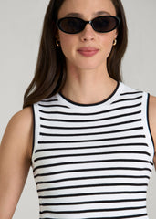 American Tall Online Shop | Sleeveless Knit Top for Tall Women in Bold Black Stripe
