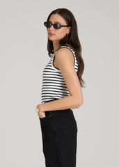American Tall Online Shop | Sleeveless Knit Top for Tall Women in Bold Black Stripe