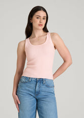 American Tall Sale | Boucle Knit Tank for Tall Women in Barely Pink
