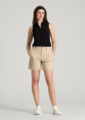 American Tall Discount | Coastal Perforated Sleeveless Polo for Tall Women in Black