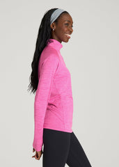 American Tall Outlet | Long Sleeve Quarter-Zip Pullover for Tall Women in Magenta Mix
