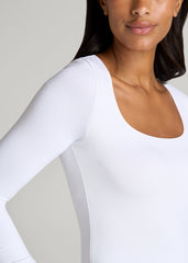 American Tall Online Shop | Long Sleeve Square Neck Bodysuit for Tall Women in Bright White