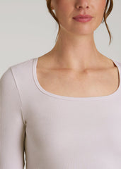 American Tall For Sale | Long Sleeve Ribbed Square Neck Top for Tall Women in Grey Lilac