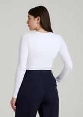 American Tall Discount | Long Sleeve Bodysuit for Tall Women in Bright White