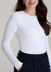 American Tall Discount | Long Sleeve Bodysuit for Tall Women in Bright White