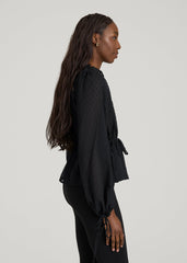 American Tall Outlet | Peasant Chiffon Blouse for Tall Women in Black