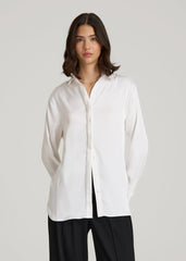 American Tall Online Shop | Relaxed Button-Up Blouse for Tall Women in Pearl White