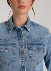 American Tall Discount | Western Denim Shirt for Tall Women in Heritage Faded