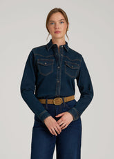 American Tall Online | Western Denim Shirt for Tall Women in Indigo Dusk