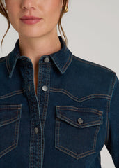 American Tall Online | Western Denim Shirt for Tall Women in Indigo Dusk