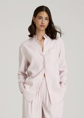 American Tall For Sale | Relaxed Button-Up Single-Pocket Blouse for Tall Women in Grey Lilac