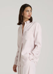American Tall For Sale | Relaxed Button-Up Single-Pocket Blouse for Tall Women in Grey Lilac