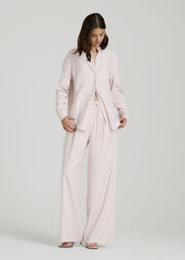 American Tall For Sale | Relaxed Button-Up Single-Pocket Blouse for Tall Women in Grey Lilac