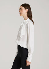 American Tall Online Shop | Satin Blouse With Bow for Tall Women in White