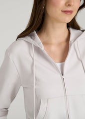 American Tall Online | Soft Flex Ponte Cropped Hoodie for Tall Women in White Sand