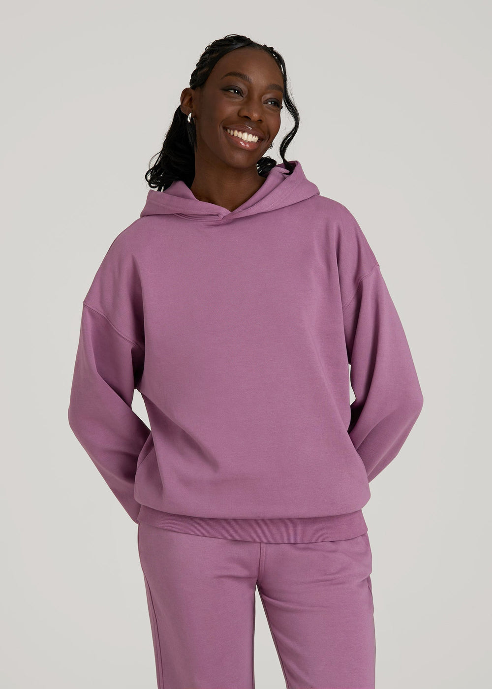 American Tall Discount | Garment Dyed Hoodie for Tall Women in Argyle Purple