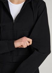 American Tall Online | Soft Flex Ponte Cropped Hoodie for Tall Women in Black