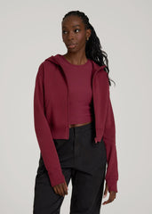 American Tall Sale | Wearever Fleece Cropped Zip-Up Hoodie for Tall Women in Tawny Port