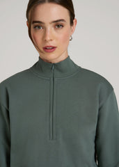 American Tall Online | Wearever 2.0 Fleece Half-Zip Cropped Sweatshirt for Tall Women in Balsam Green