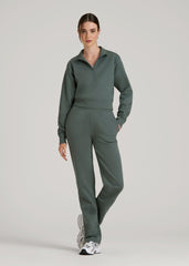 American Tall Online | Wearever 2.0 Fleece Half-Zip Cropped Sweatshirt for Tall Women in Balsam Green