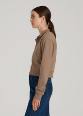 American Tall Sale | Wearever 2.0 Fleece Half-Zip Cropped Sweatshirt for Tall Women in Woodsmoke