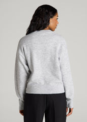 American Tall Online | Relaxed Crewneck Wool Blend Sweater for Tall Women in Grey Mix