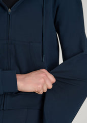 American Tall Online Shop | Soft Flex Ponte Cropped Hoodie for Tall Women in Navy