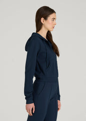 American Tall Online Shop | Soft Flex Ponte Cropped Hoodie for Tall Women in Navy