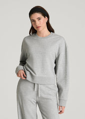 American Tall Online | Everyday Terry Cropped Crew for Tall Women in Grey Mix