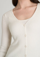 American Tall Outlet | Boucle Knit Cardigan for Tall Women in Star White