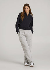 American Tall Discount | Wearever 2.0 Fleece Half-Zip Cropped Sweatshirt for Tall Women in Black