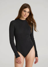 American Tall Sale | Mock Neck Sweater Bodysuit for Tall Women in Black