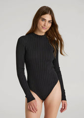 American Tall Sale | Mock Neck Sweater Bodysuit for Tall Women in Black
