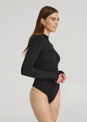 American Tall Sale | Mock Neck Sweater Bodysuit for Tall Women in Black