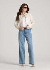 American Tall Outlet | Stretch Commuter Military Cropped Cargo Jacket for Tall Women in White Sand
