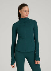American Tall Online Shop | Ultra Soft Athletic Zip Up Jacket for Tall Women in Deep Teal Mix