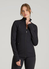 American Tall Sale | Women's Athletic Zip-Up Jacket for Tall Women in Black