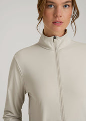 American Tall Discount | Front Zip Commuter Jacket for Tall Women in Stone