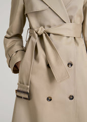 American Tall Sale | Relaxed Trench Coat for Tall Women in Light Khaki