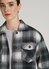 American Tall Online Shop | Flannel Shacket for Tall Women in Balsam Green Plaid