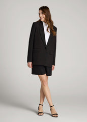 American Tall Sale | Boyfriend Fit Single-Button Blazer for Tall Women in Black
