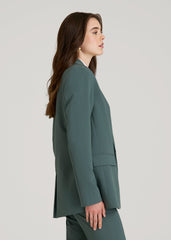 American Tall Sale | Boyfriend Fit Single-Button Blazer for Tall Women in Balsam Green