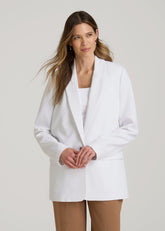 American Tall Outlet | Boyfriend Fit Single-Button Blazer for Tall Women in Optic White