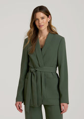 American Tall Discount | Crepe Wrap Blazer for Tall Women in Climbing Ivy