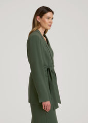 American Tall Discount | Crepe Wrap Blazer for Tall Women in Climbing Ivy