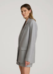 American Tall Online | Boyfriend Fit Single-Button Blazer for Tall Women in Ash Grey Mix