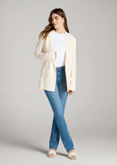 American Tall Sale | Linen Blend Tie Back Blazer For Tall Women in White Alyssum